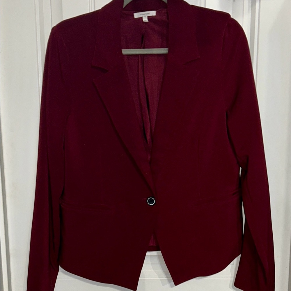 Maurices Women's Single-Button Burgundy Blazer